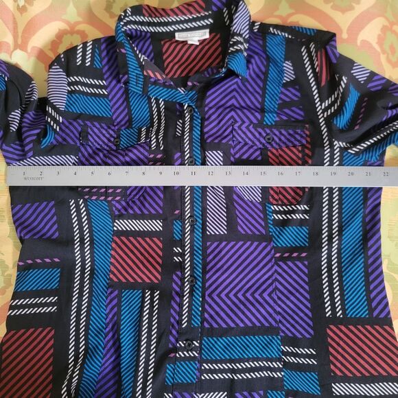 Dana Buchman Womens Size XL Extra Large Button Down Blouse Top Shirt Abstract - Picture 10 of 10